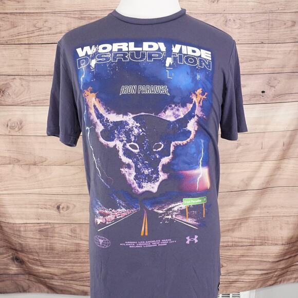 UNDER ARMOUR PROJECT ROCK WORLDWIDE DISRUPTION IRON PARADISE TSHIRT SIZE M - Picture 2 of 9